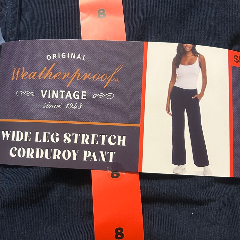 Weatherproof Wide Leg Stretch Corduroy Pants size 8 NWT